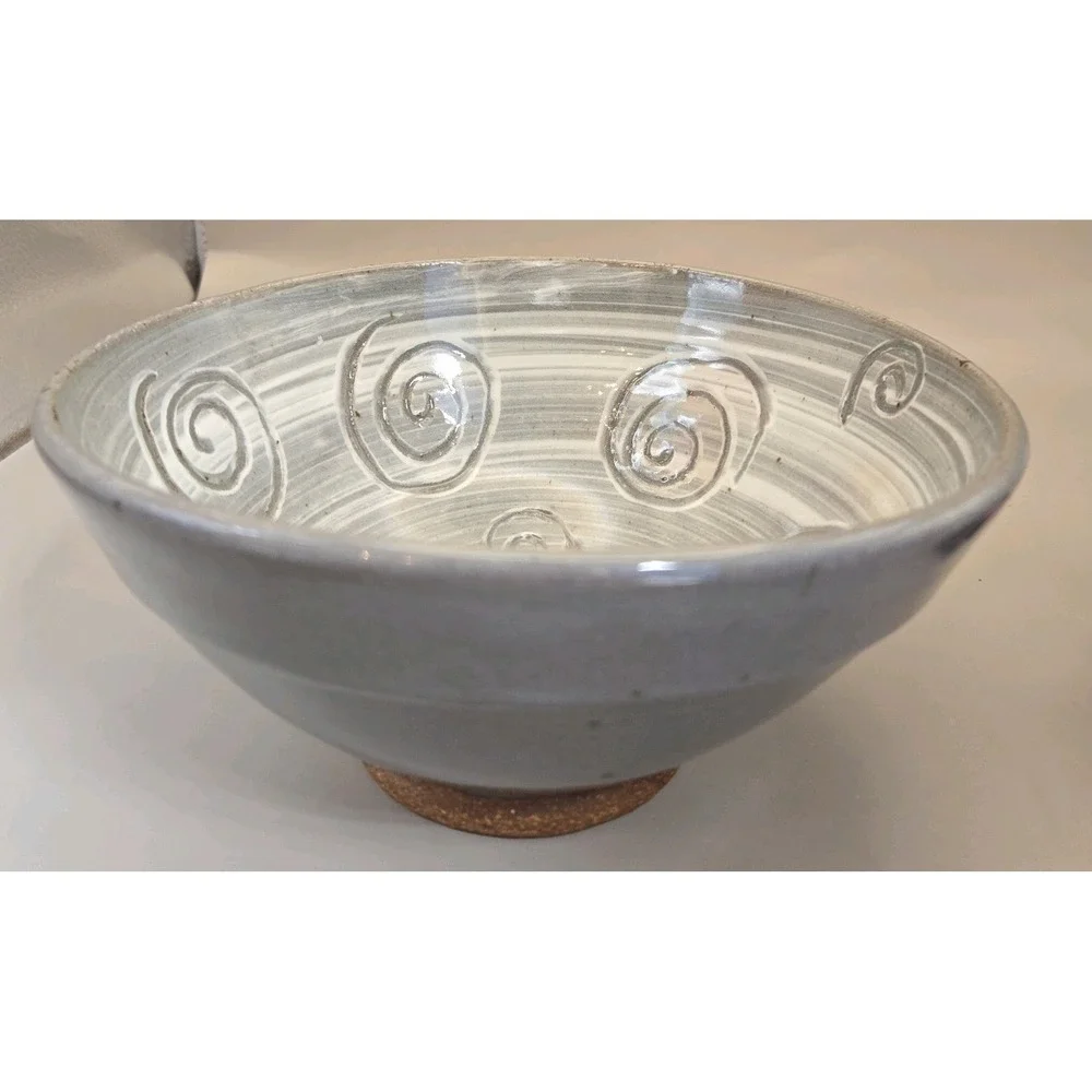 Swirl Bowl Design Grey And White inspired by the sea. Branded.  JS'88. B#26‎